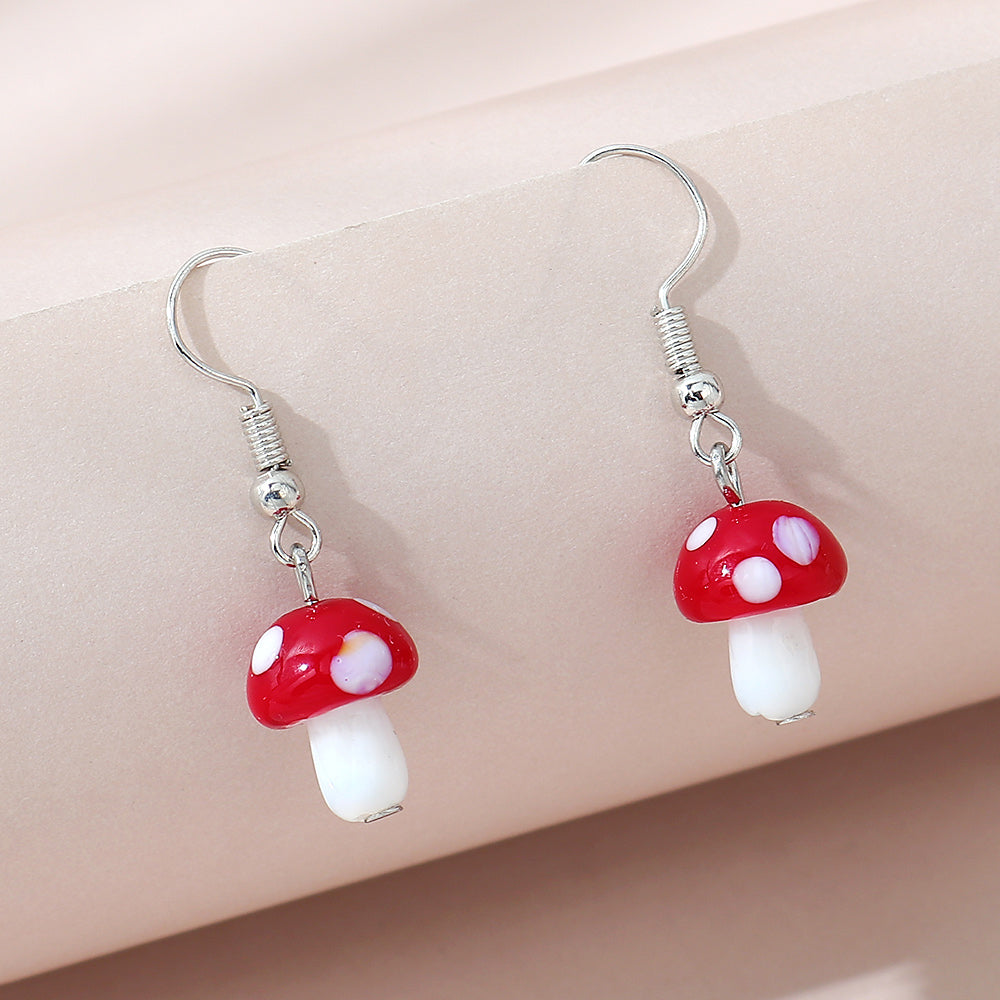 small red mushroom earrings