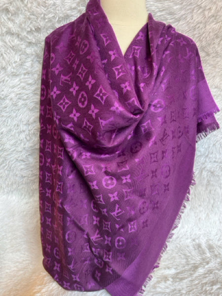 LOUIS VUITTON PURPLE PRINT SILK/WOOL Scarf – The Attic