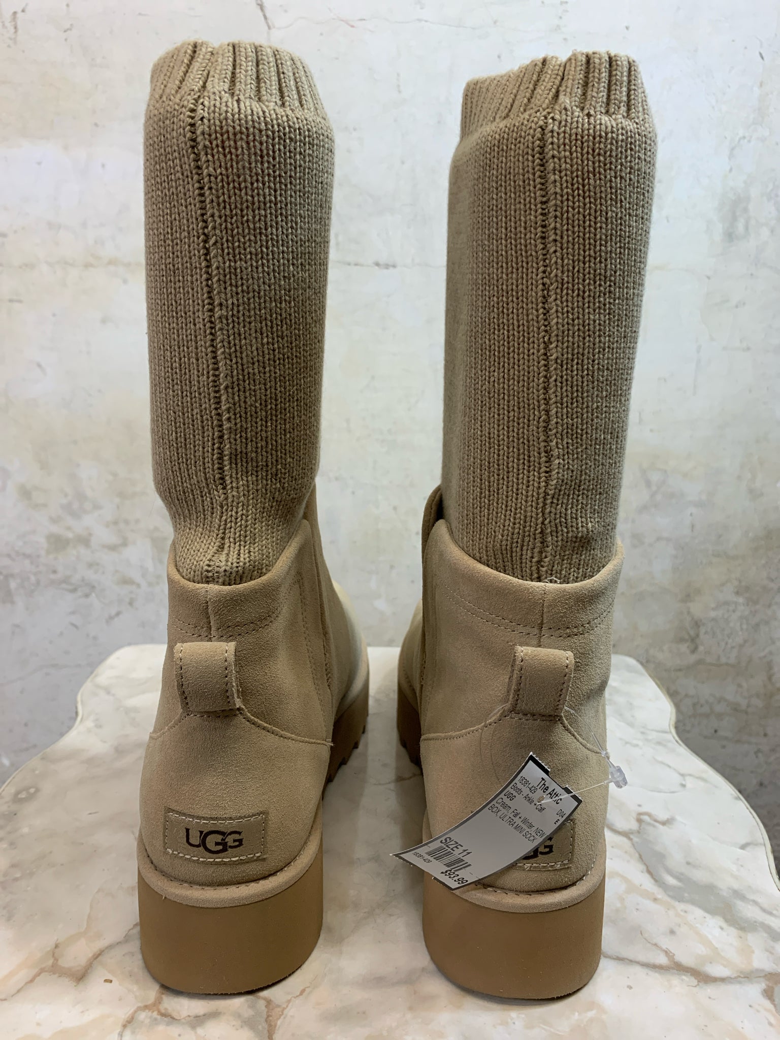 Shoe Size 11 UGG Cream NEW IN BOX ULTRA MINI SOCK PLATFORM Boots