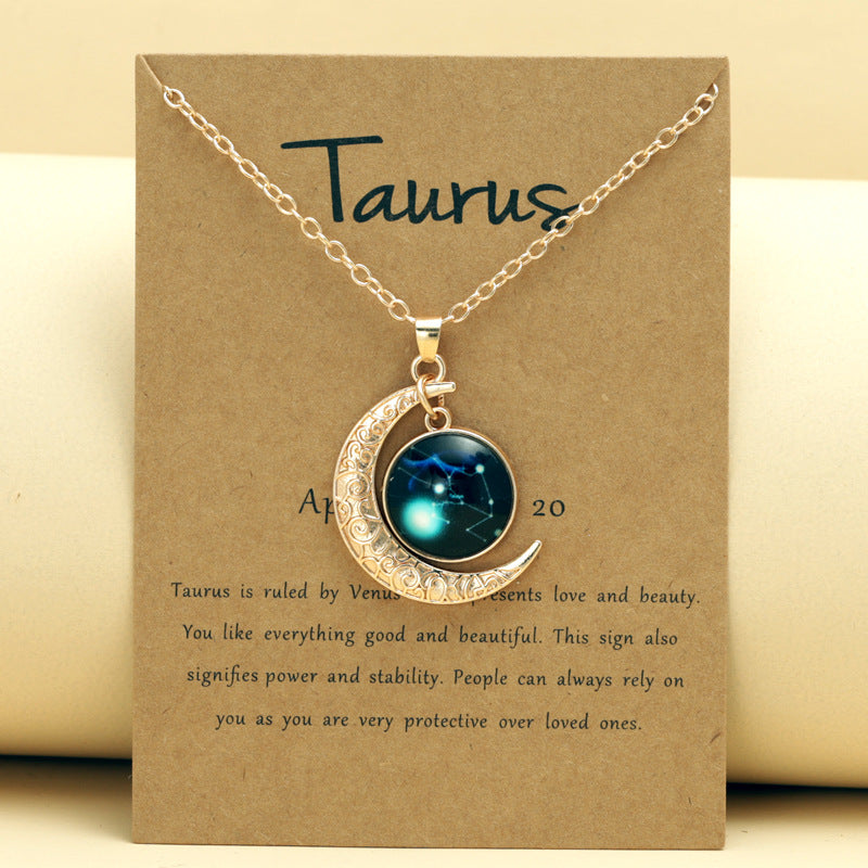 Zodiac Signs Taurus Moon Jewelry Gold Zodiac Luminous Crescent